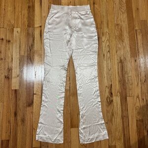 Zara Cream Satin Flare Pants Size S